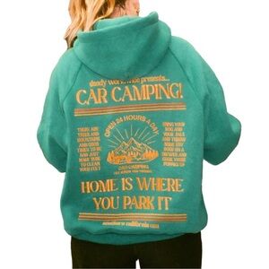 Dandy Worldwide Car Camping Embroidered Oversized Hoodie Green Gold Luxury-S